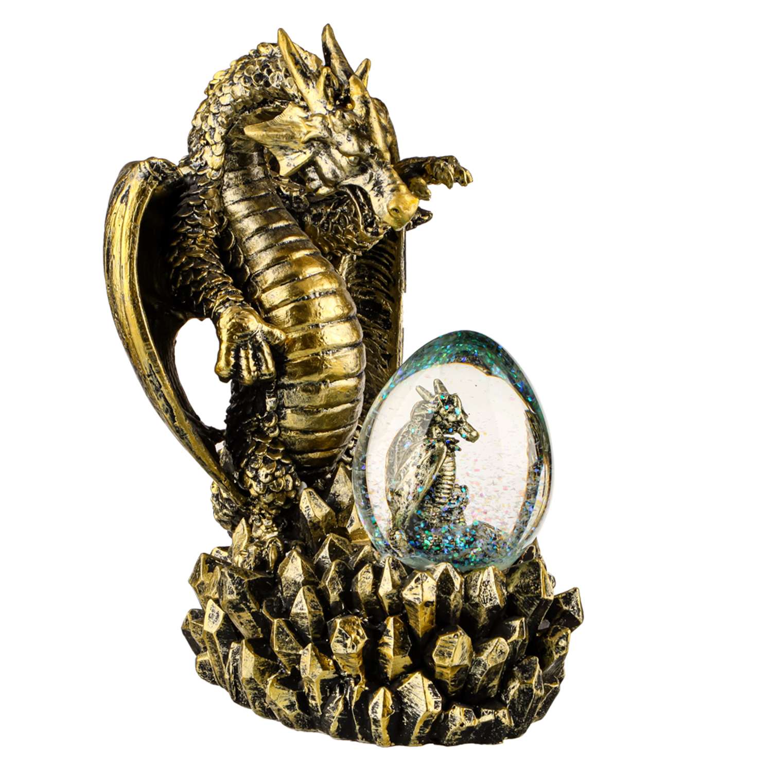 Сувенир со снежным шаром Сноубум Сказочный дракон с эффектом состаренная бронза - фото 7