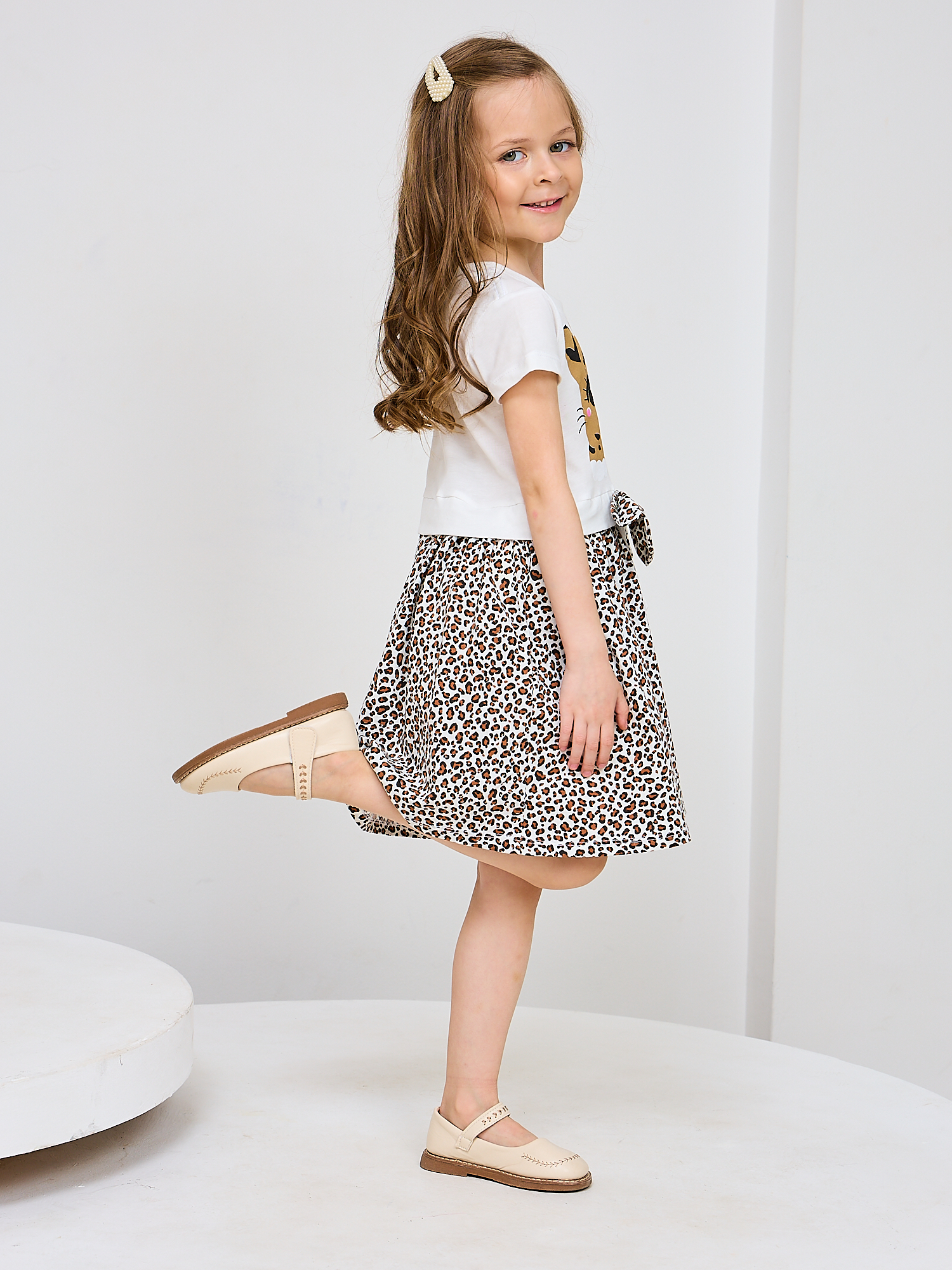 Платье Mil Art kids 1902201546DRESS-LEOPARD-WHITE - фото 6