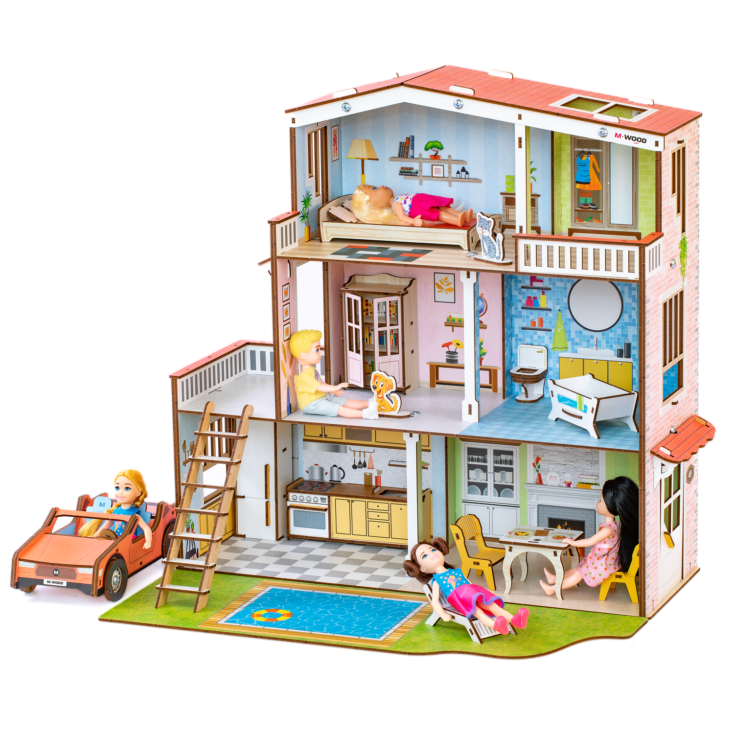Деревянный кукольный домик M-WOOD Городской особняк 3030 - фото 1
