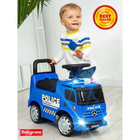 Каталка BabyCare Mercedes-Benz Antos Police кожаное сиденье синий