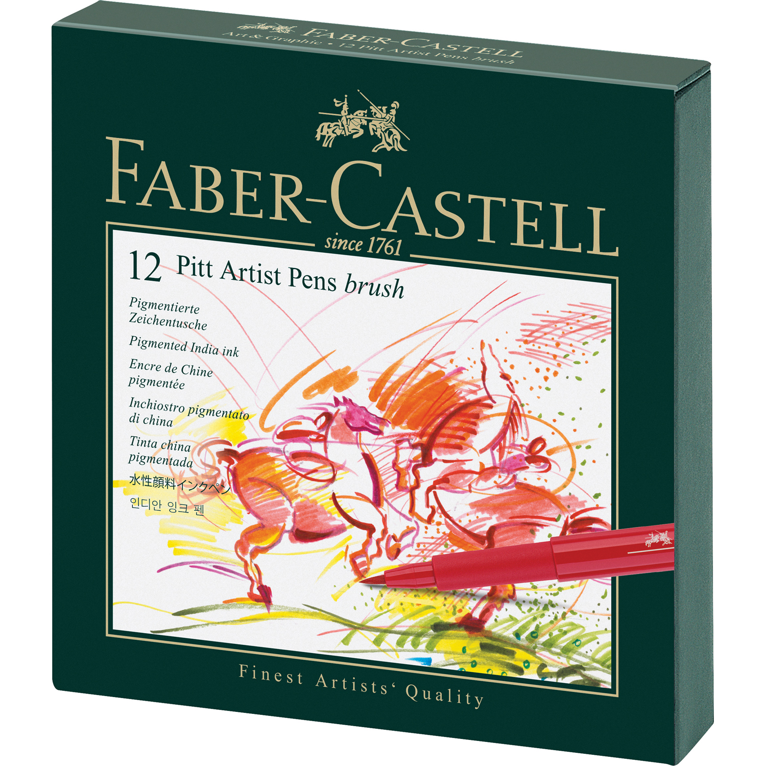 Набор капиллярных ручек Faber Castell Pitt Artist Pen Brush ассорти 12шт - фото 1