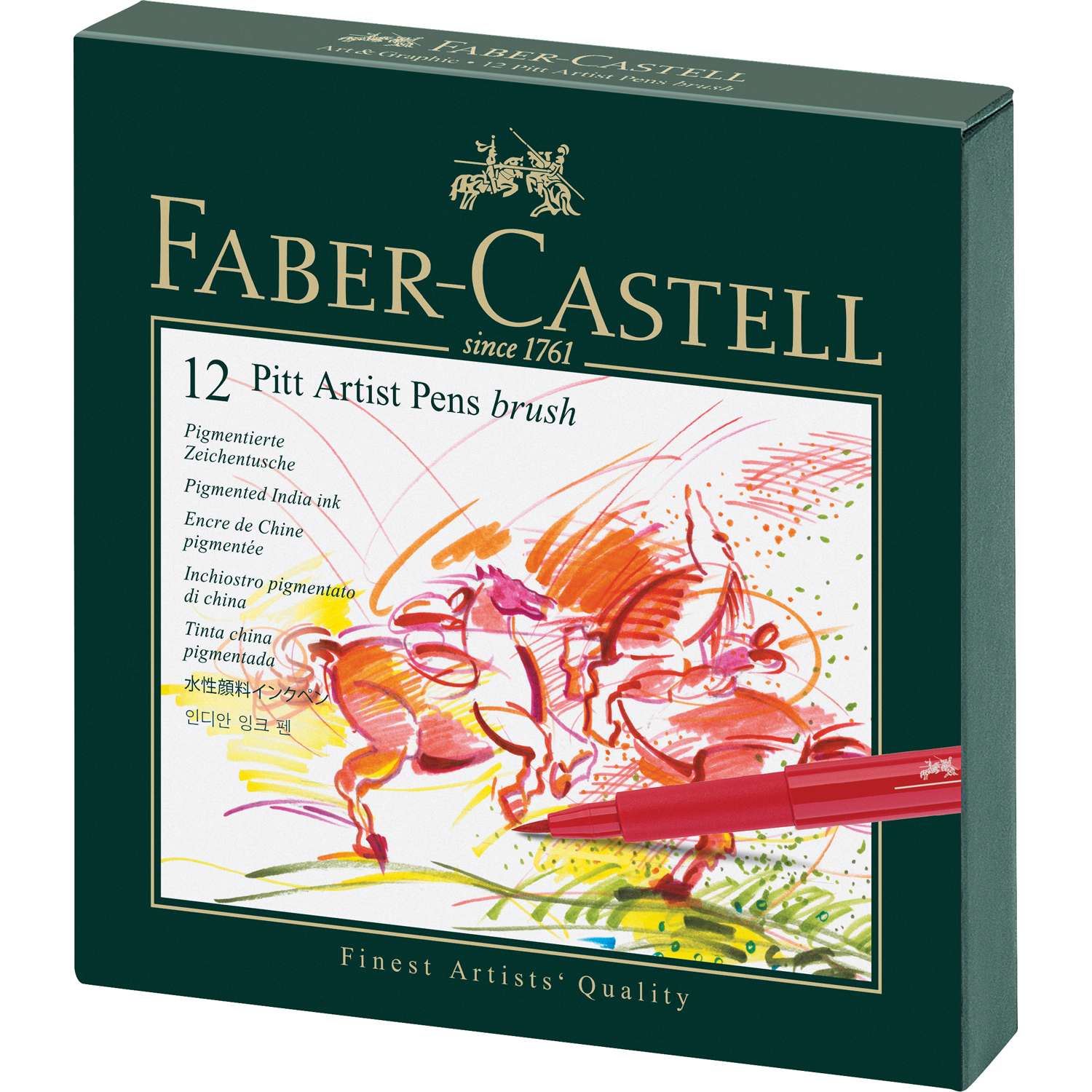 Набор капиллярных ручек Faber Castle Pitt Artist Pen Brush ассорти 12шт - фото 1