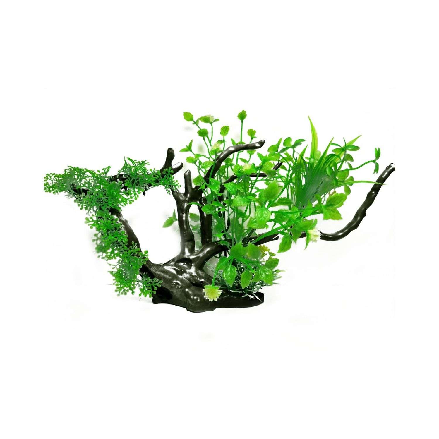 Искусственный декор Rabizy для аквариума Коряга с растениями 30х18 см - фото 2