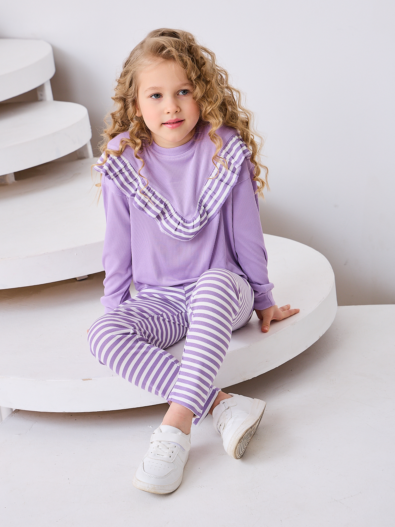 Комплект Mil Art kids 1902201531SUIT-GIRL-POLOSKA-PURPLE - фото 2