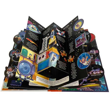 Книжка-панорамка 3D BimBiMon Энциклопедия детская Обзор на 360 Секреты космоса