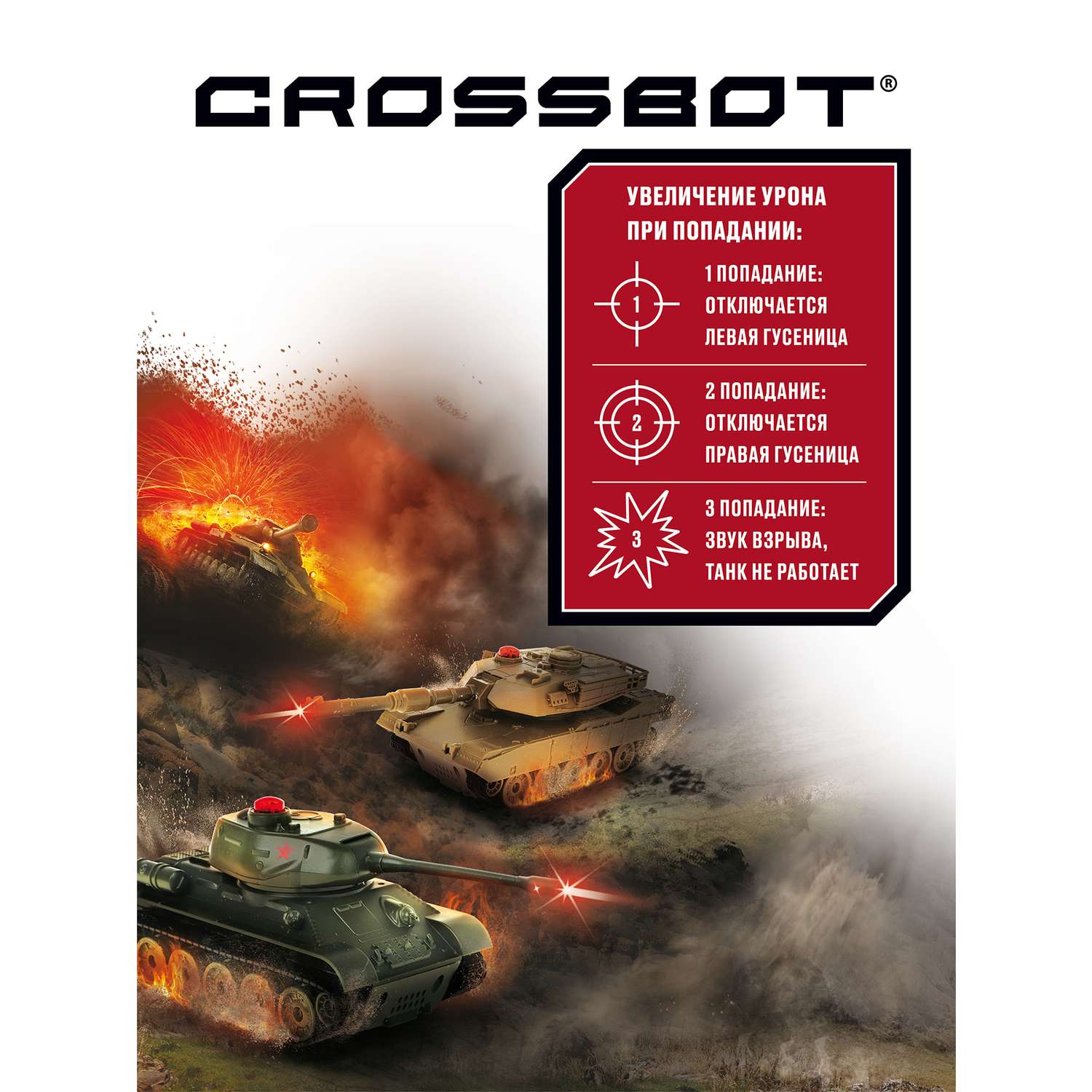 Игровой набор CROSSBOT Т34 - Abrams M1A2 1:34 Танковый бой на пульте управления - фото 2