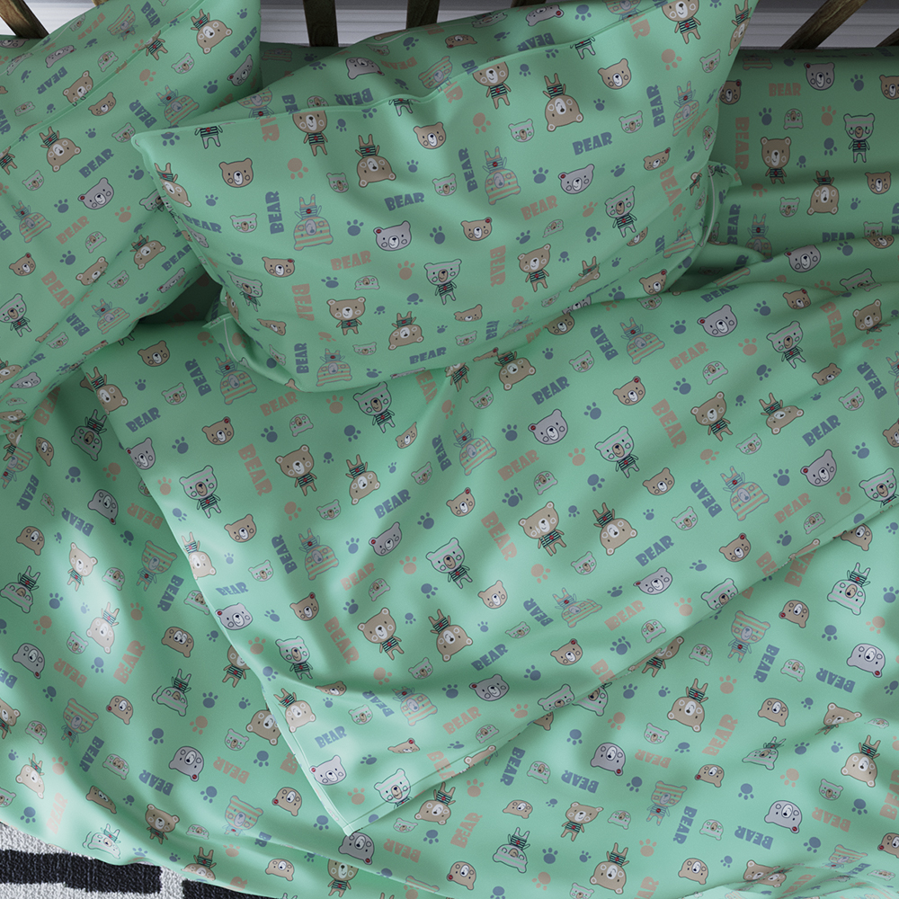Комплект постельного белья Galtex Полосатые мишки зеленый - фото 4