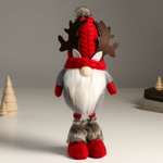 Кукла интерьерная Зимнее волшебство «Дед Мороз в шапке с рожками оленя» 38 см