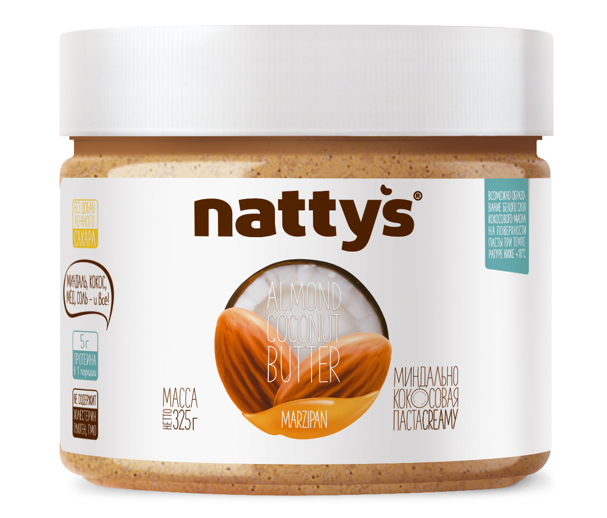 Паста миндально - кокосовая Nattys Marzipan с мёдом 325 г - фото 1