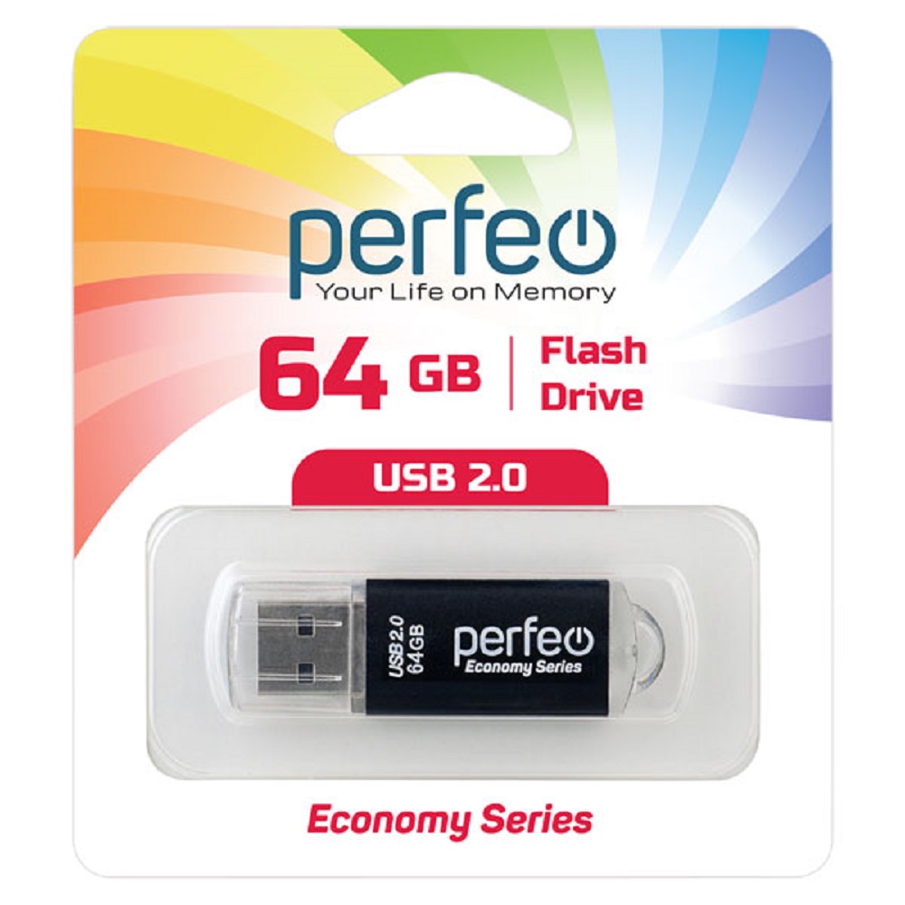 USB флеш Perfeo 64GB E01 Black economy series - фото 2