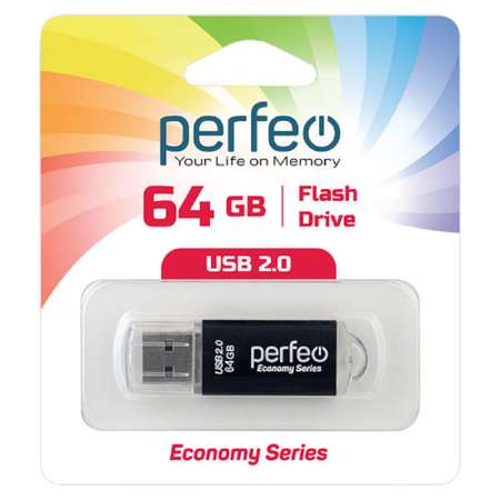 USB флеш Perfeo 64GB E01 Black economy series