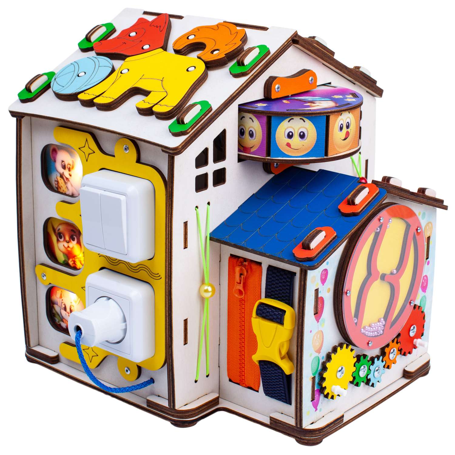 Бизиборд Jolly Kids развивающий домик со светом Барабан - фото 1