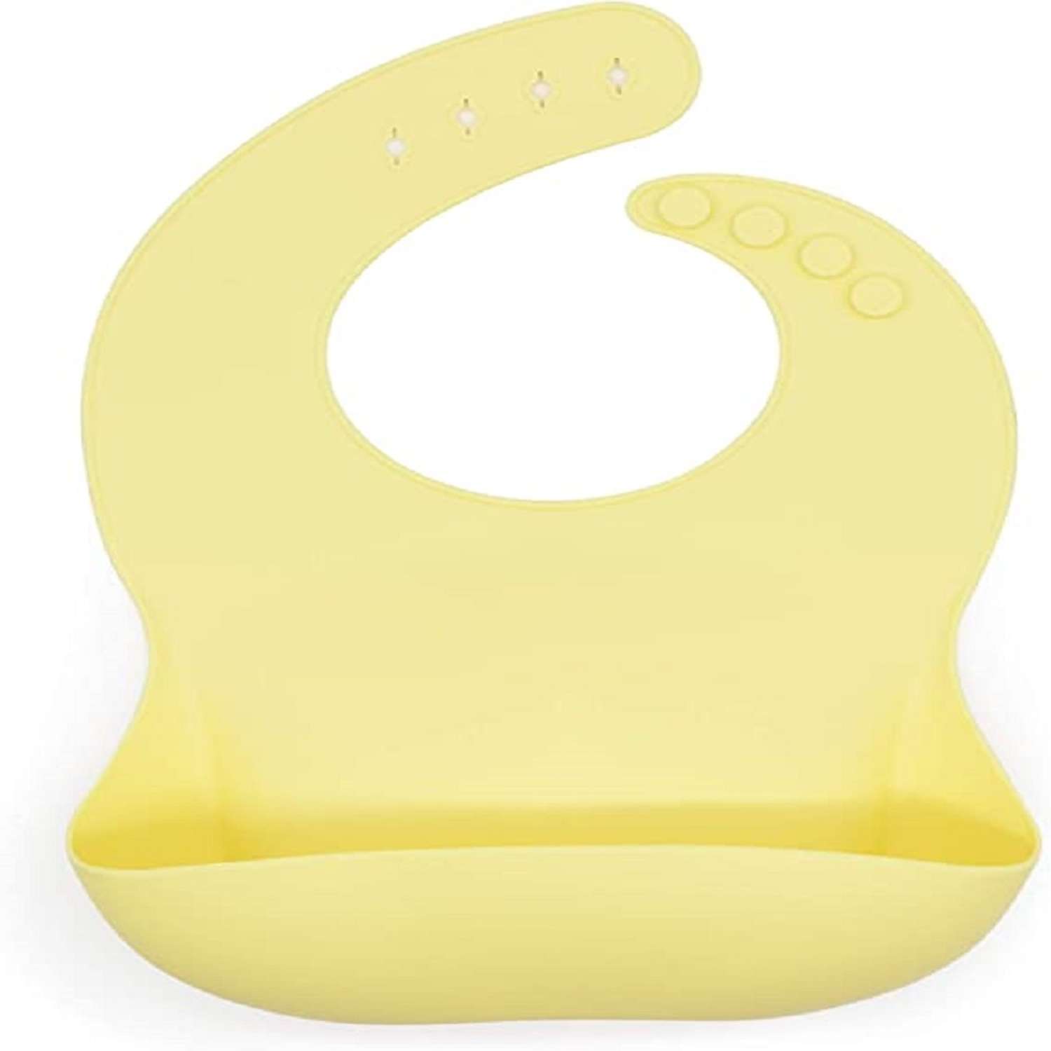 Детский силиконовый нагрудник MIKMEL для кормления мягкий с карманом и застежкой Bright Yellow - фото 1