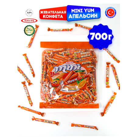 Жевательные палочки TAYAS конфетки mini yum с апельсиновым вкусом 700 г