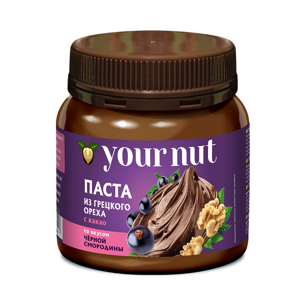 Паста из грецкого ореха your nut с какао со вкусом черной смородины 250 г - фото 1