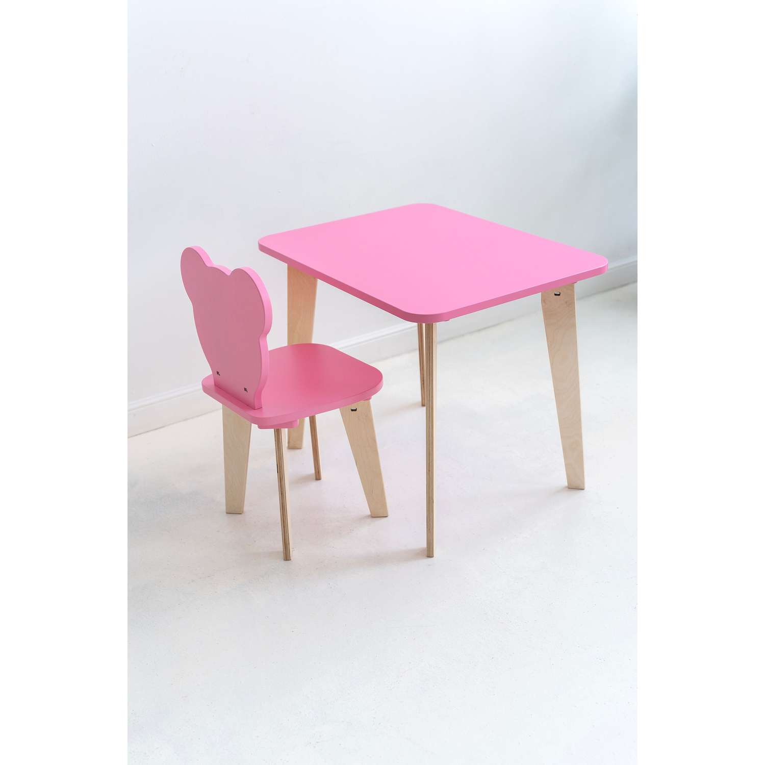 Набор мебели Коняша стол и стул розовый - фото 1
