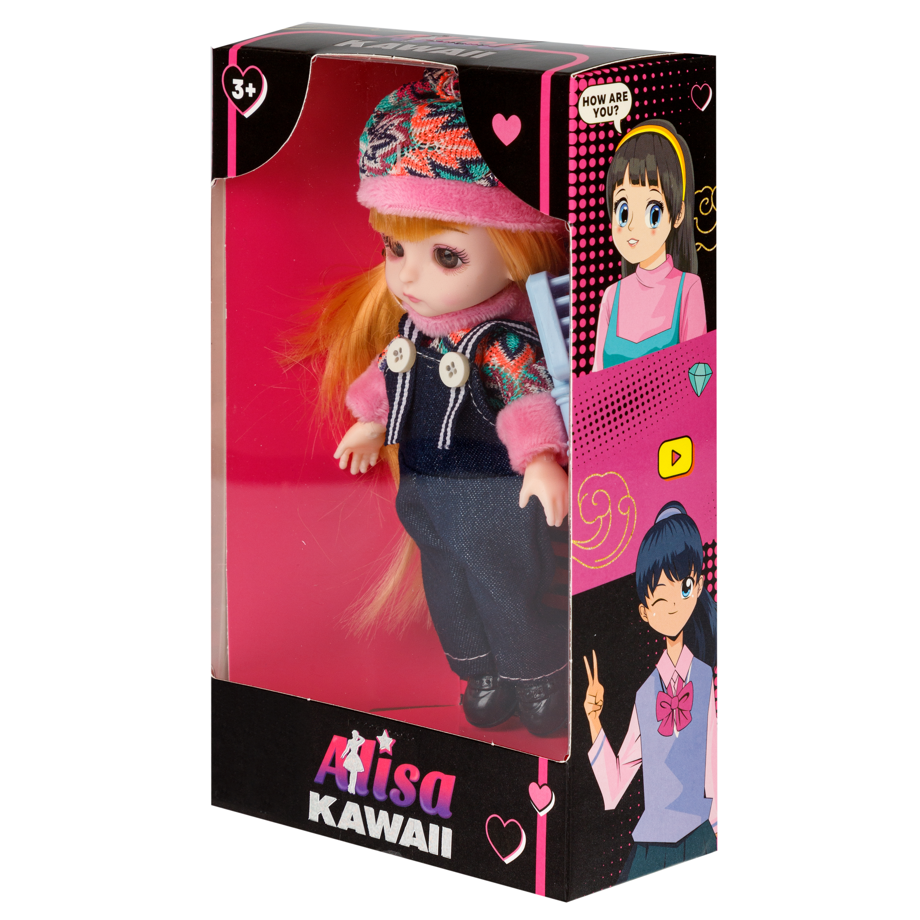 Кукла шарнирная 15 см 1TOY Alisa Kawaii mini с расчёской длинные светлые волосы в шапке Т24353 - фото 16