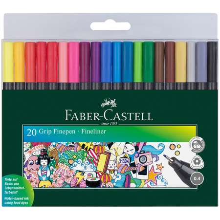 Набор капиллярных ручек FABER CASTELL Grip Finepen 20 цветов трехгранные