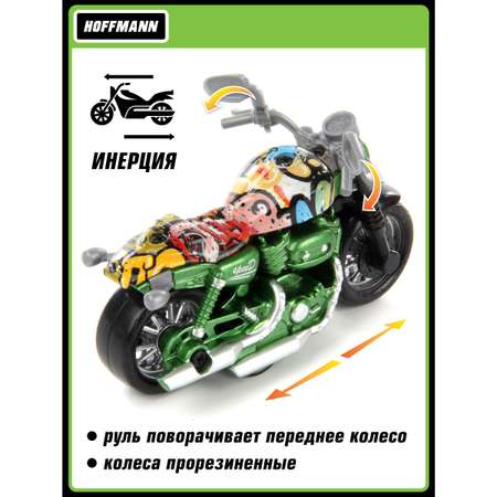 Мотоцикл металлический HOFFMANN 1:36 зеленый руль вращается