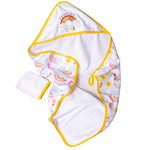 Комплект для купания ATLASPLUS полотенце уголок с варежкой желтый