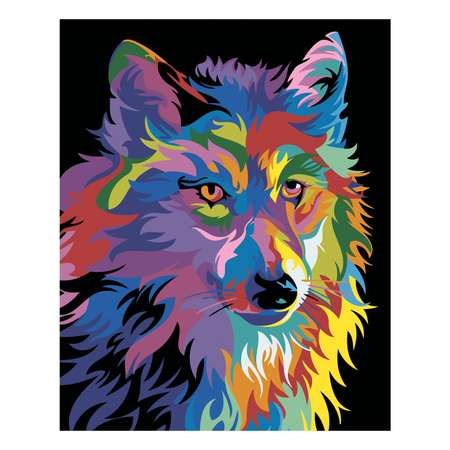 Картина по номерам Fbrush Радужный волк 40х50