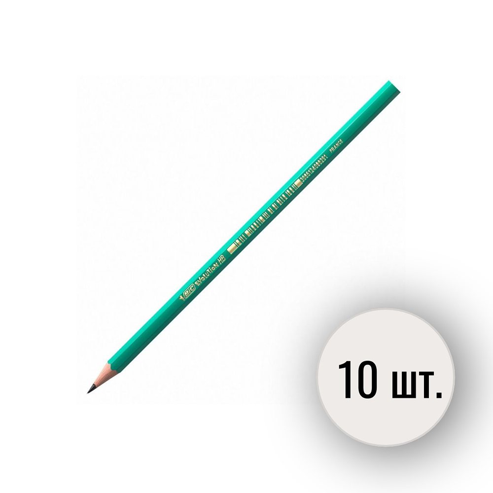 Карандаш чернографитный BIC HB пластиковый 10 штук - фото 1