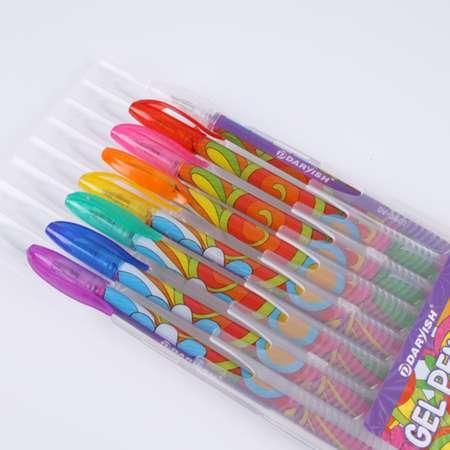 Ручки гелевые Darvish с блестками для творчества и письма цветные 8 шт