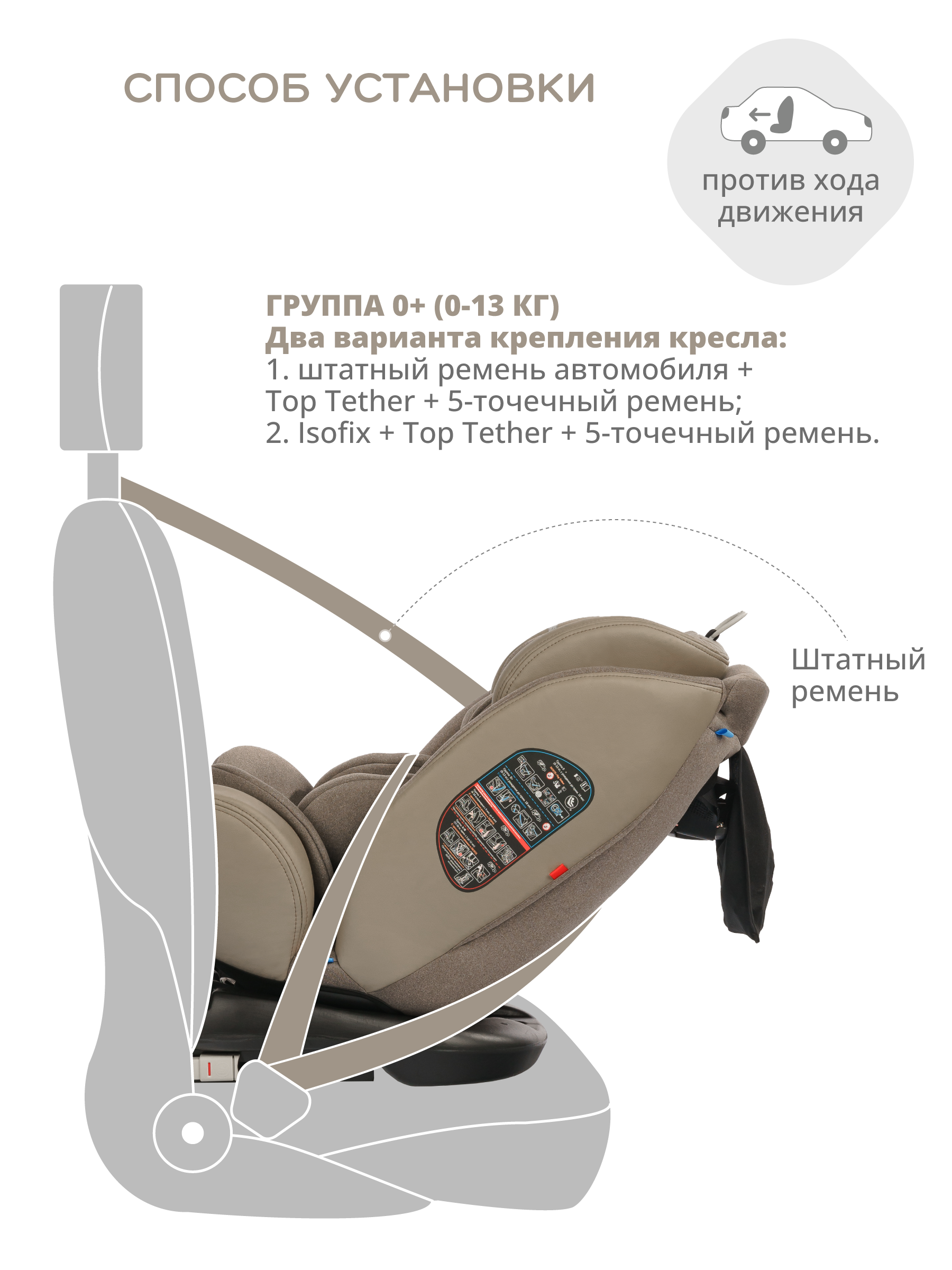 Автокресло JOVOLA MOON ISOFIX группа 0+1+2+3 (0-36 кг) бежевый - фото 5