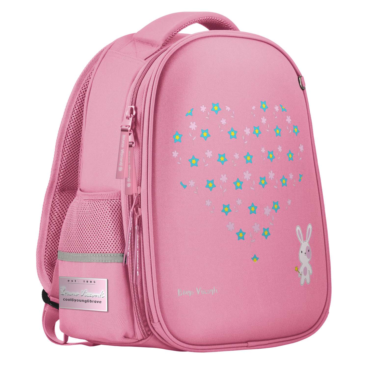 Рюкзак школьный Bruno Visconti светло-розовый с эргономичной спинкой Зефирный зайка - фото 1
