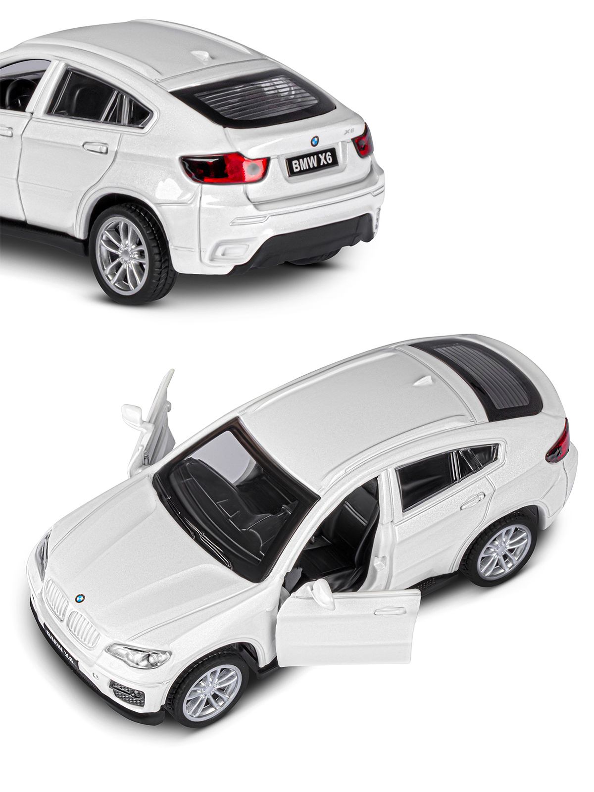 Машинка металлическая АВТОпанорама 1:43 BMW X6 белый инерционная JB1200133 - фото 7