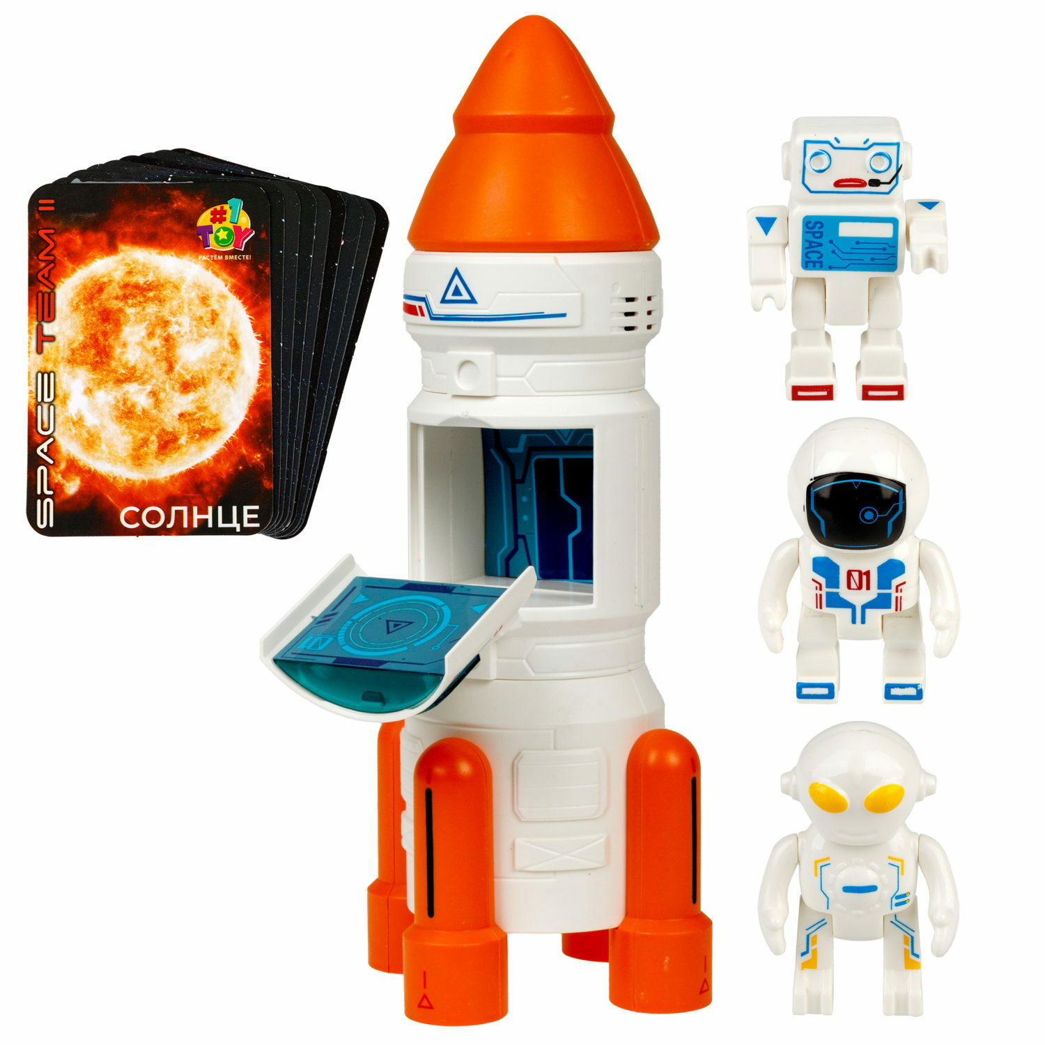 Игровой набор 1TOY Space team Ракета и 3 космонавта с звуковыми эффектами