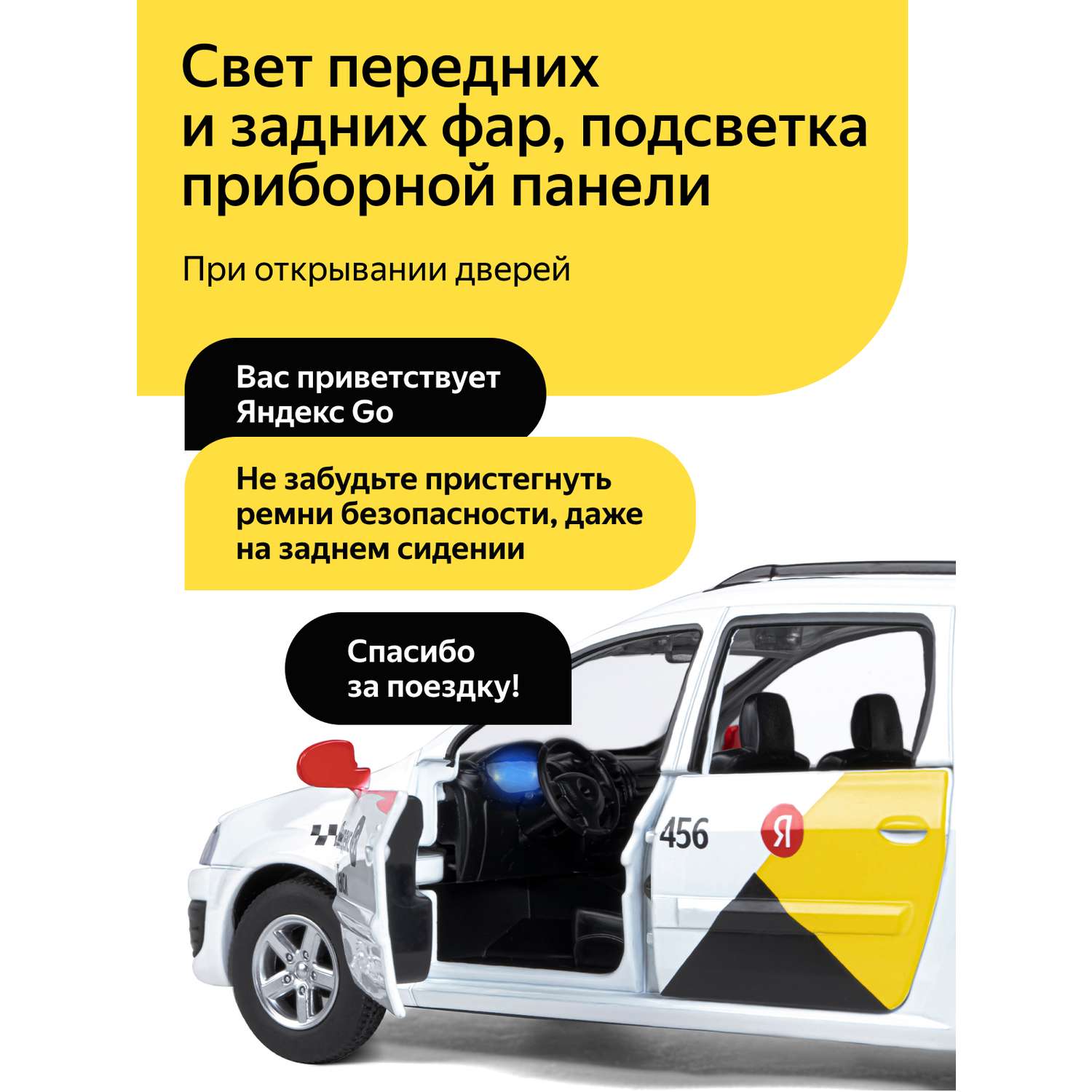 Машинка металлическая Яндекс GO игрушка детская LADA LARGUS 1:24 белый Озвучено Алисой JB1251343/Яндекс GO - фото 3