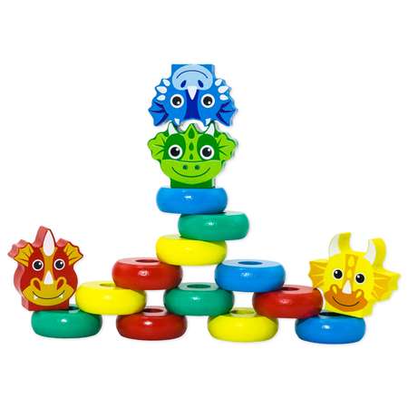 Пирамидка Сортер деревянный Алатойс Развивающие игрушки для малышей Дракончики