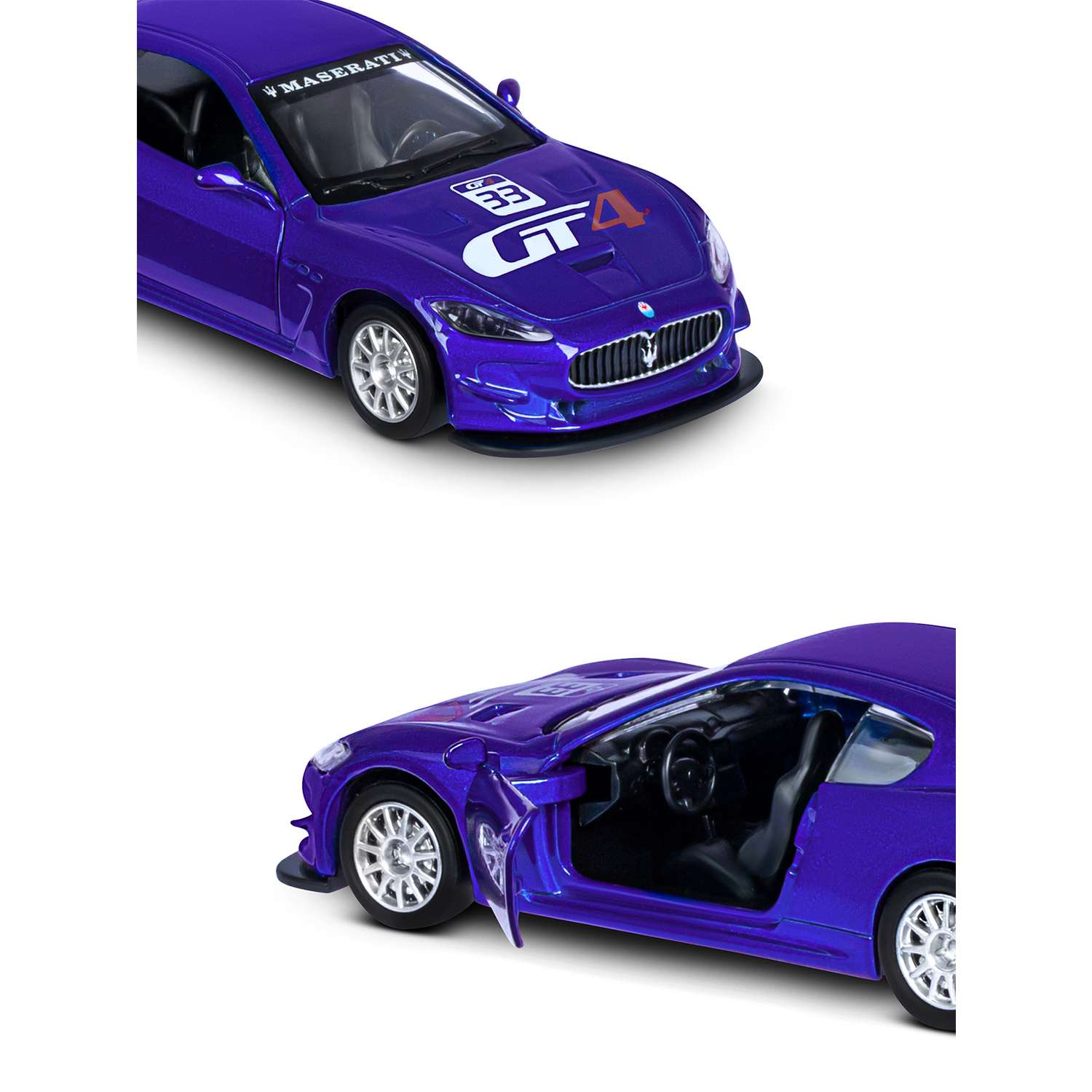 Машинка металлическая АВТОпанорама игрушка детская 1:43 Maserati Gran Turismo MC GT4 синий инерционная JB1200178 - фото 7