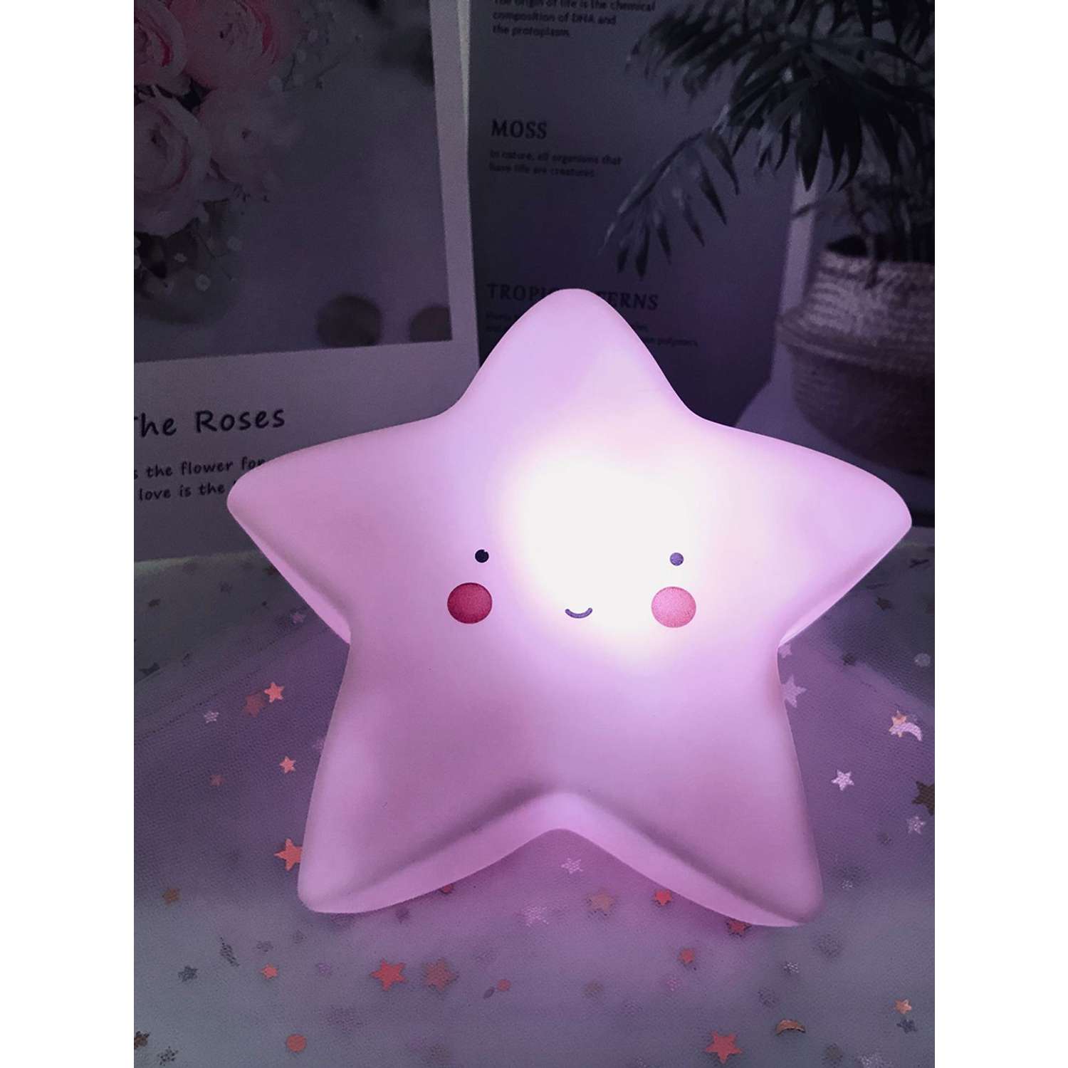 Лампа настольная светодиодная LATS ночник детский звезда розовая - фото 6