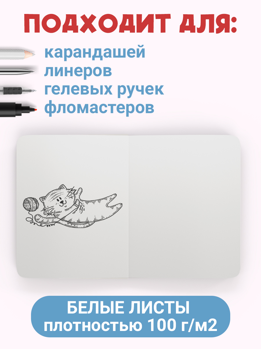 Блокнот-скетчбук Проф-Пресс Meowbook Серый котик - фото 3