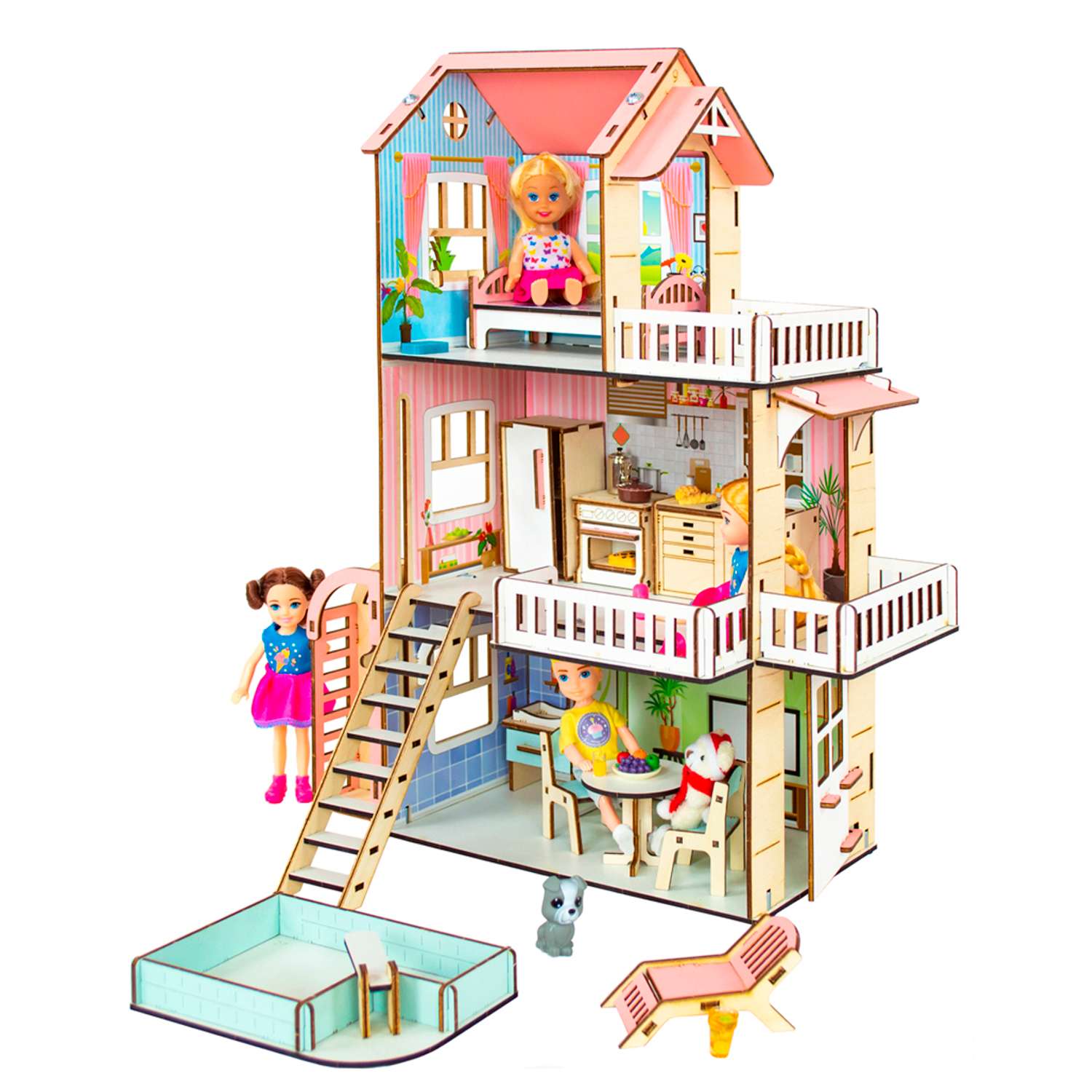 Кукольный домик с мебелью M-WOOD Лоли 3091 3091 - фото 1