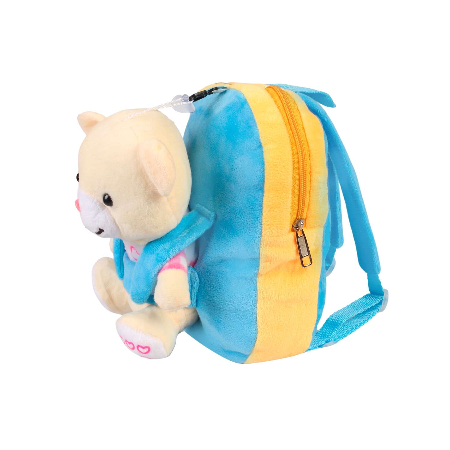 Рюкзак с игрушкой Little Mania жёлто-голубой Мишка бледно-жёлтый - фото 2