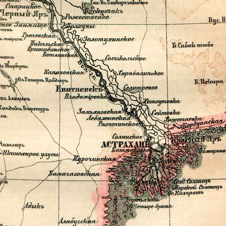 Карта ретро РУЗ Ко Астраханской губернии. Состояние на 1894 г.