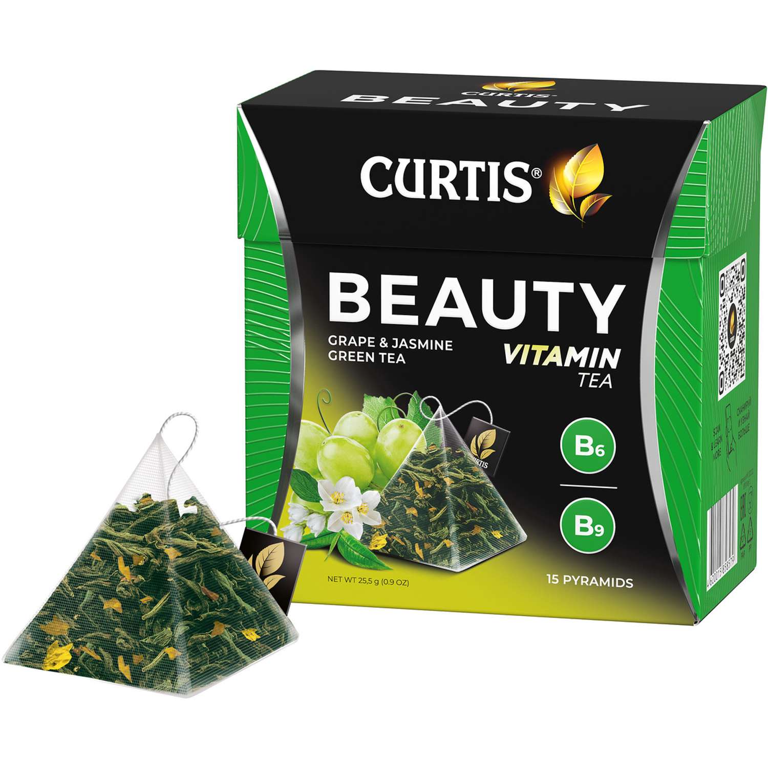 Чай зеленый Curtis Beauty 15 пирамидок с кусочками винограда и витаминами В6 В9 - фото 3