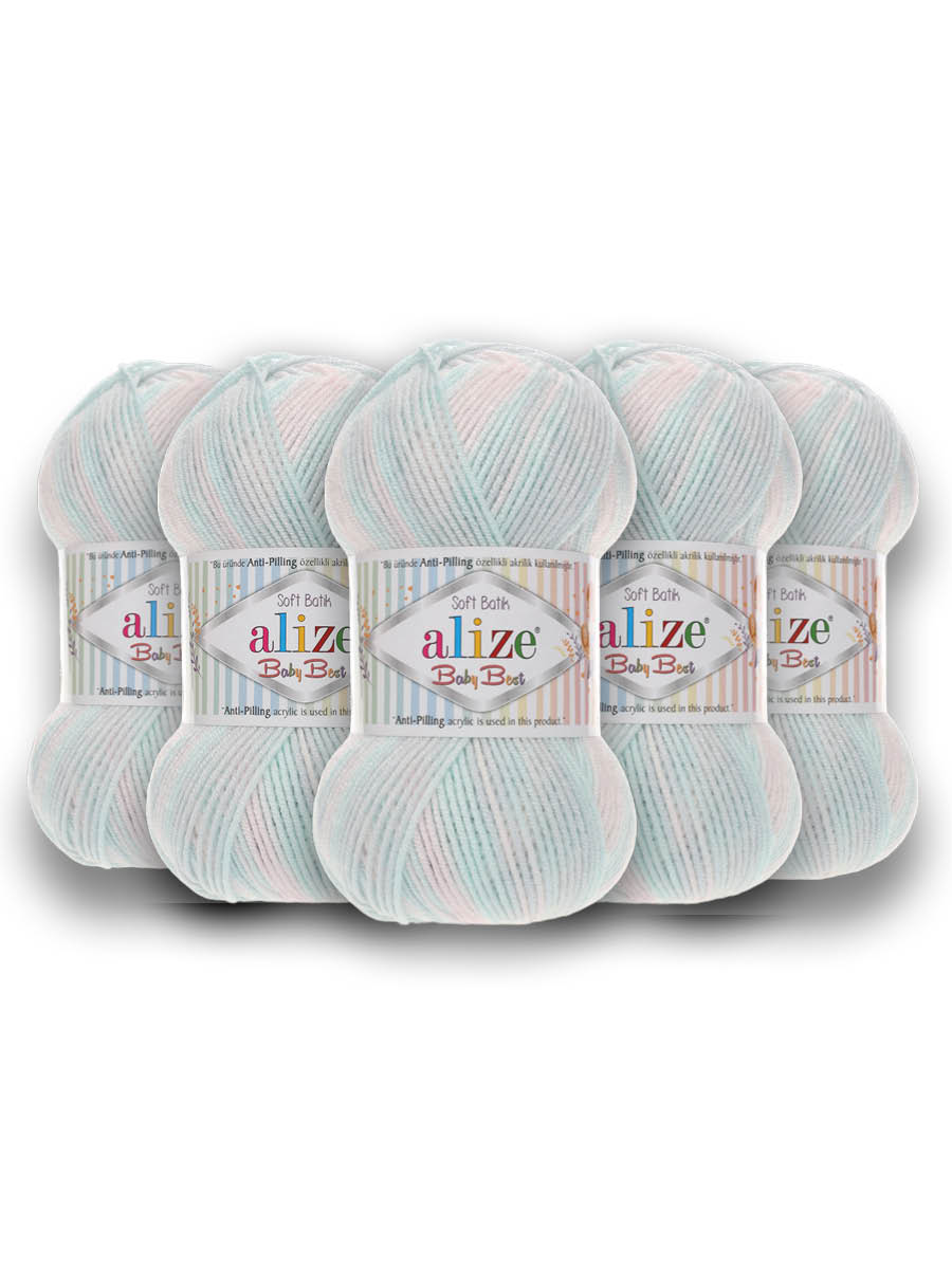 Пряжа для вязания Alize baby best batik бамбук акрил с эффектом антипиллинг 100 г 240 м 6623 секционный 5 мотков - фото 3