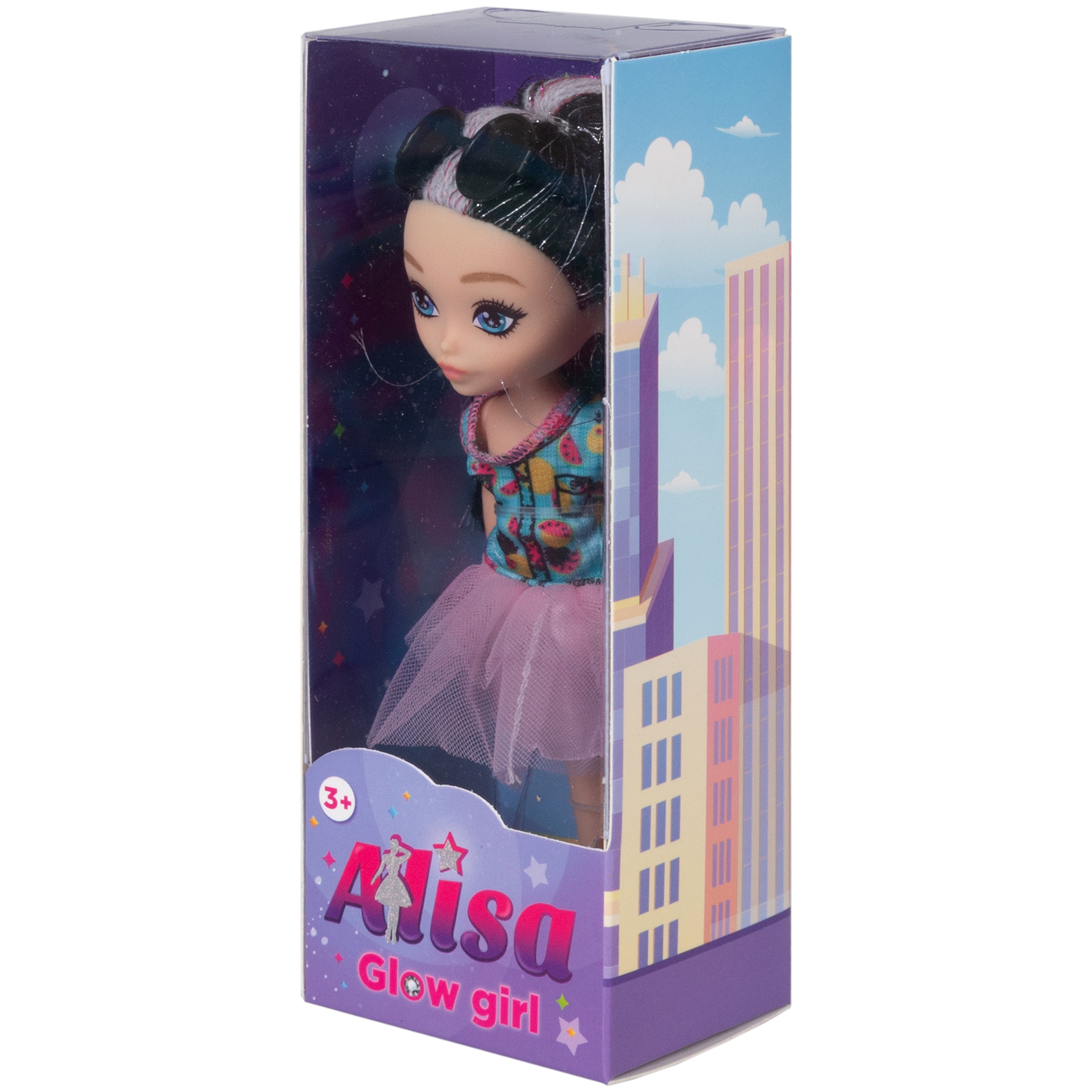 Кукла для девочки Alisa glow girl 1TOY мини с яркими волосами и очками гнущиеся колени в розовой юбке 15 см Т25196-3 - фото 3