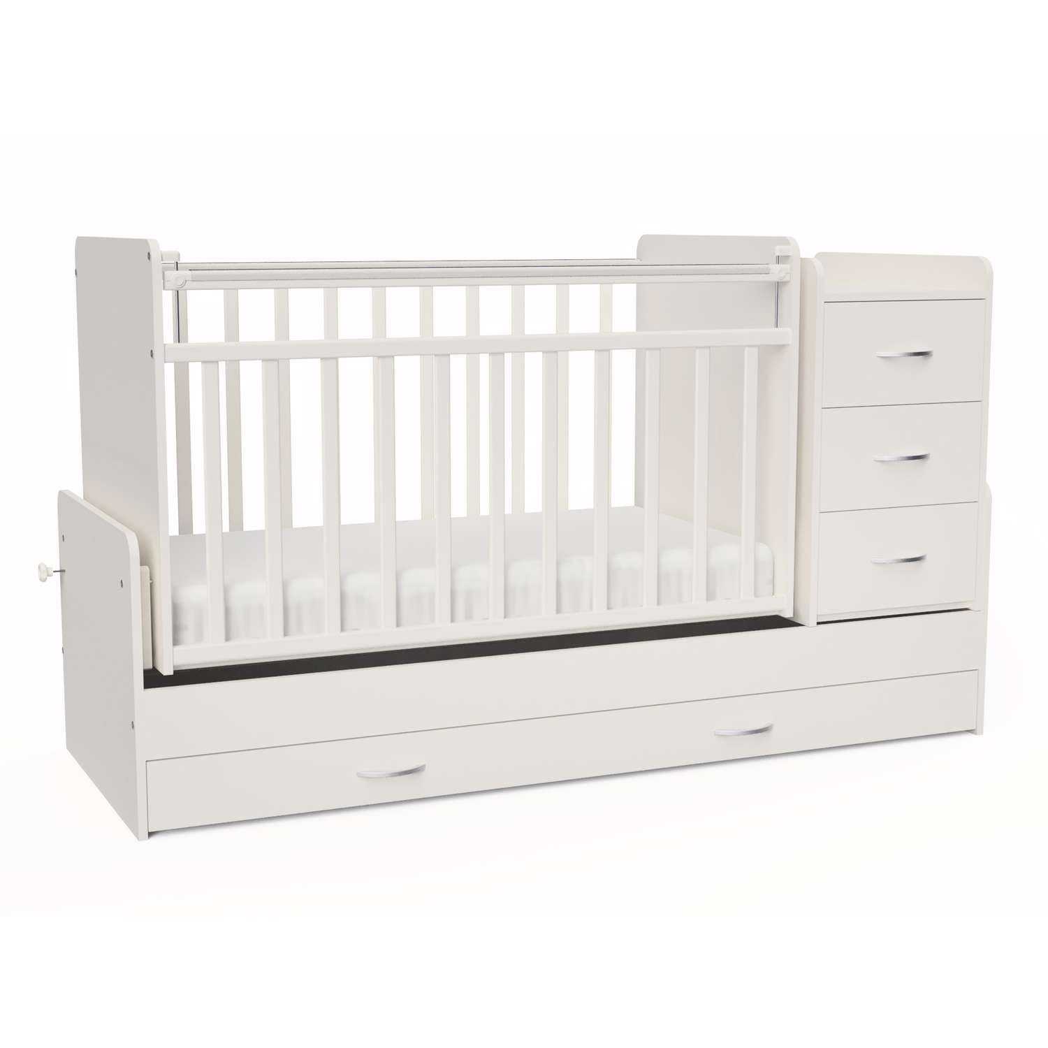 Кроватка детская Polini Kids simple 1100 с комодом белый