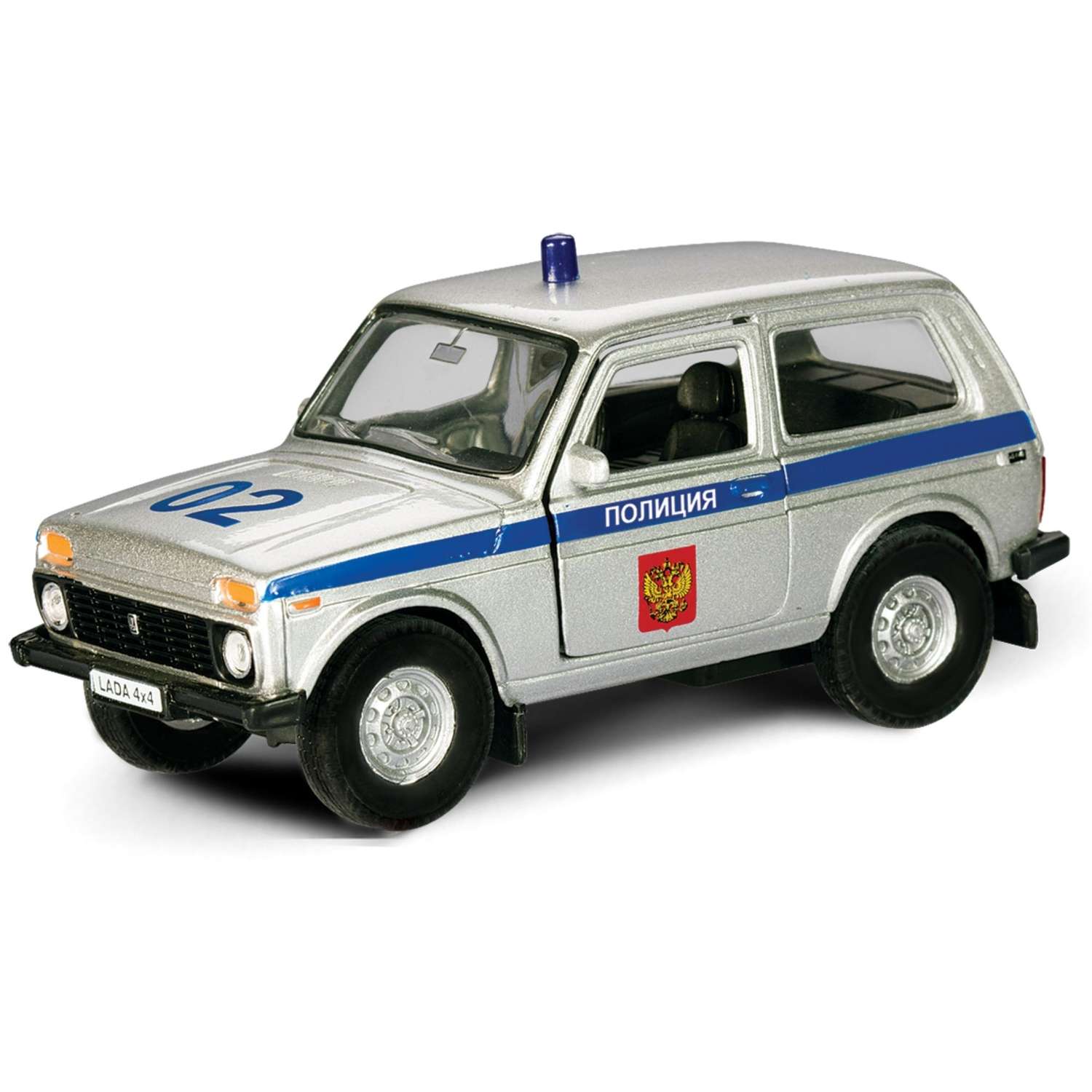 Машинка AUTOGRAND Lada 4x4 полиция металлическая с инерционным механизмом 11 см 37026 - фото 1