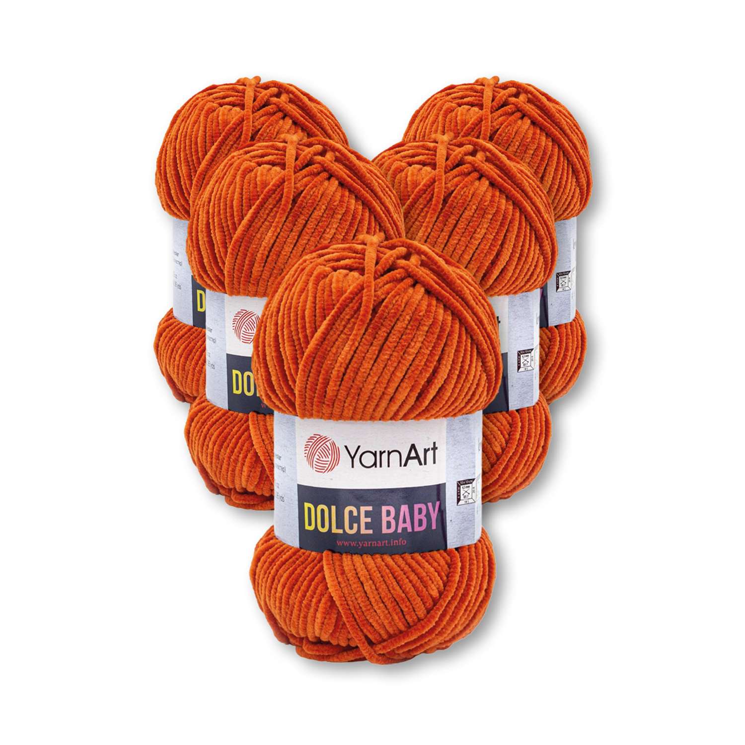 Пряжа для вязания YarnArt Dolce Baby 50 гр 85 м микрополиэстер плюшевая 5 мотков 778 оранжевый - фото 3