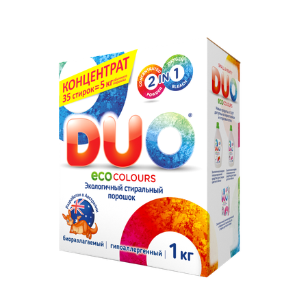 Стиральный порошок DUO ECO Colour концентрированный для цветного белья детской одежды 2 шт по 1 кг