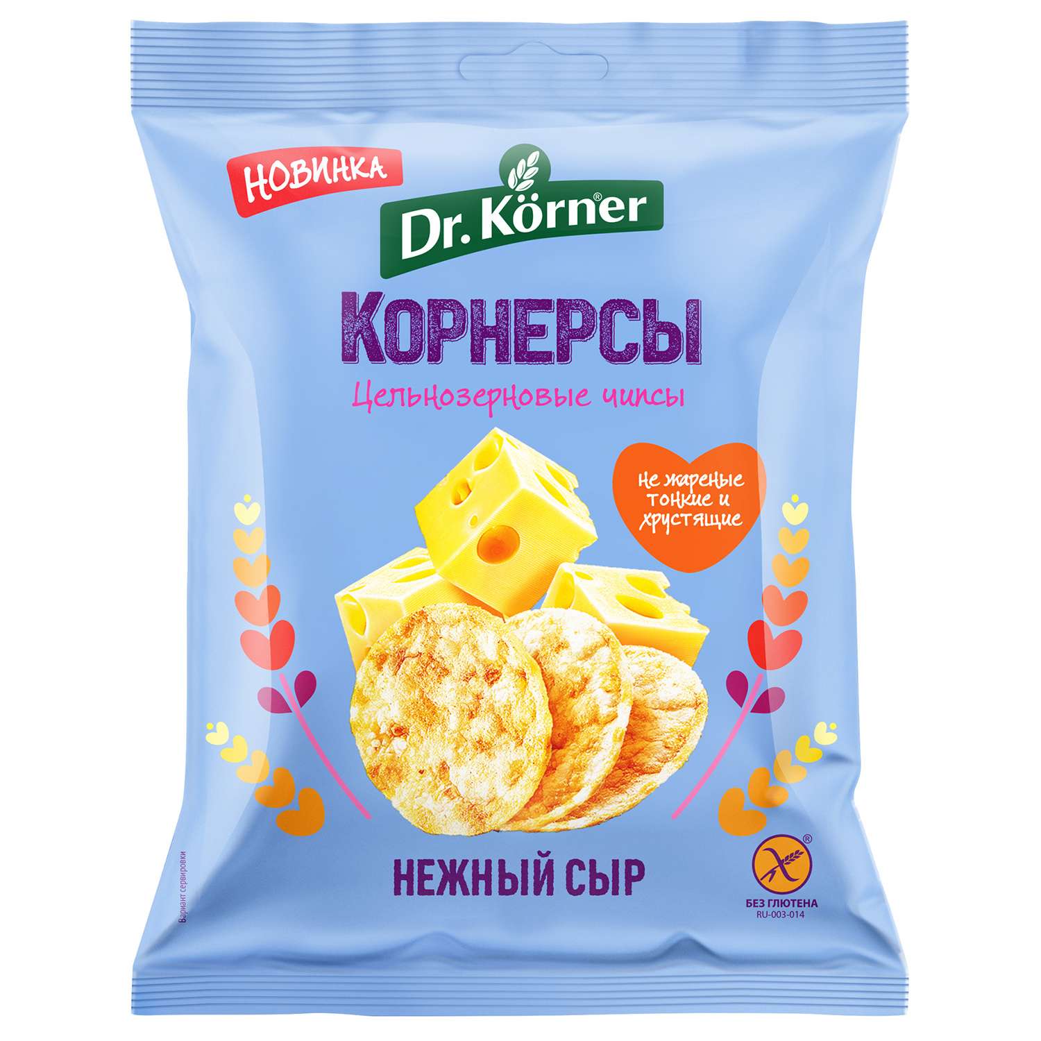 Чипсы Dr. Korner цельнозерновые кукурузно-рисовые с сыром 50г - фото 1