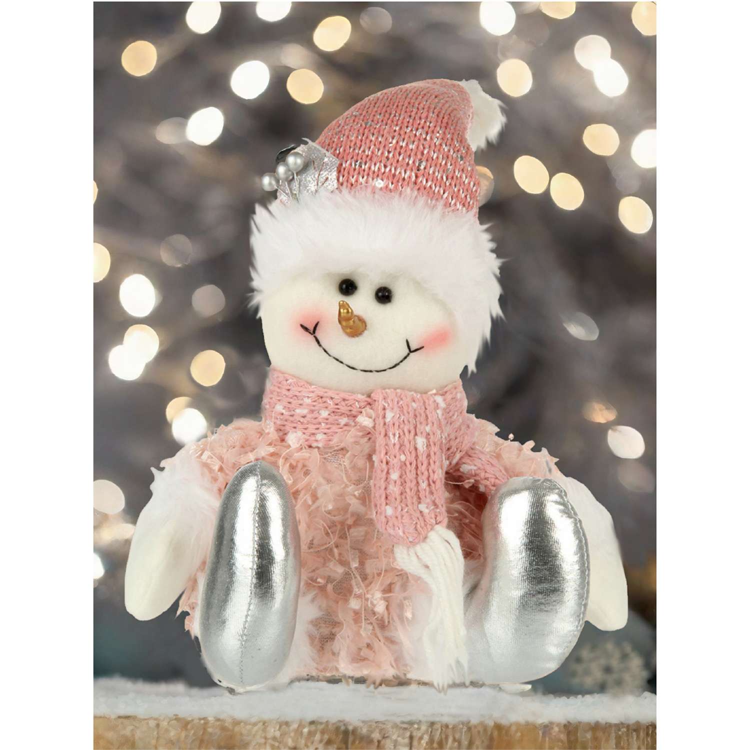 Снеговик Весёлый хоровод 32 см розовый - фото 5