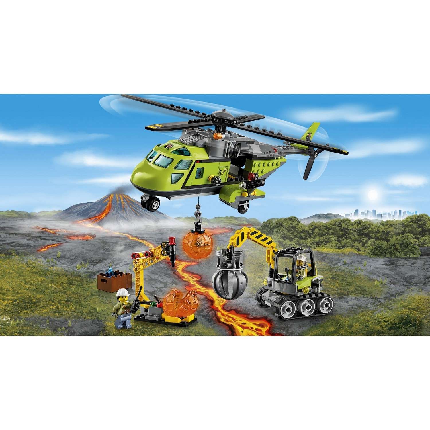Конструктор LEGO City Volcano Explorers Грузовой вертолёт исследователей вулканов (60123) - фото 5
