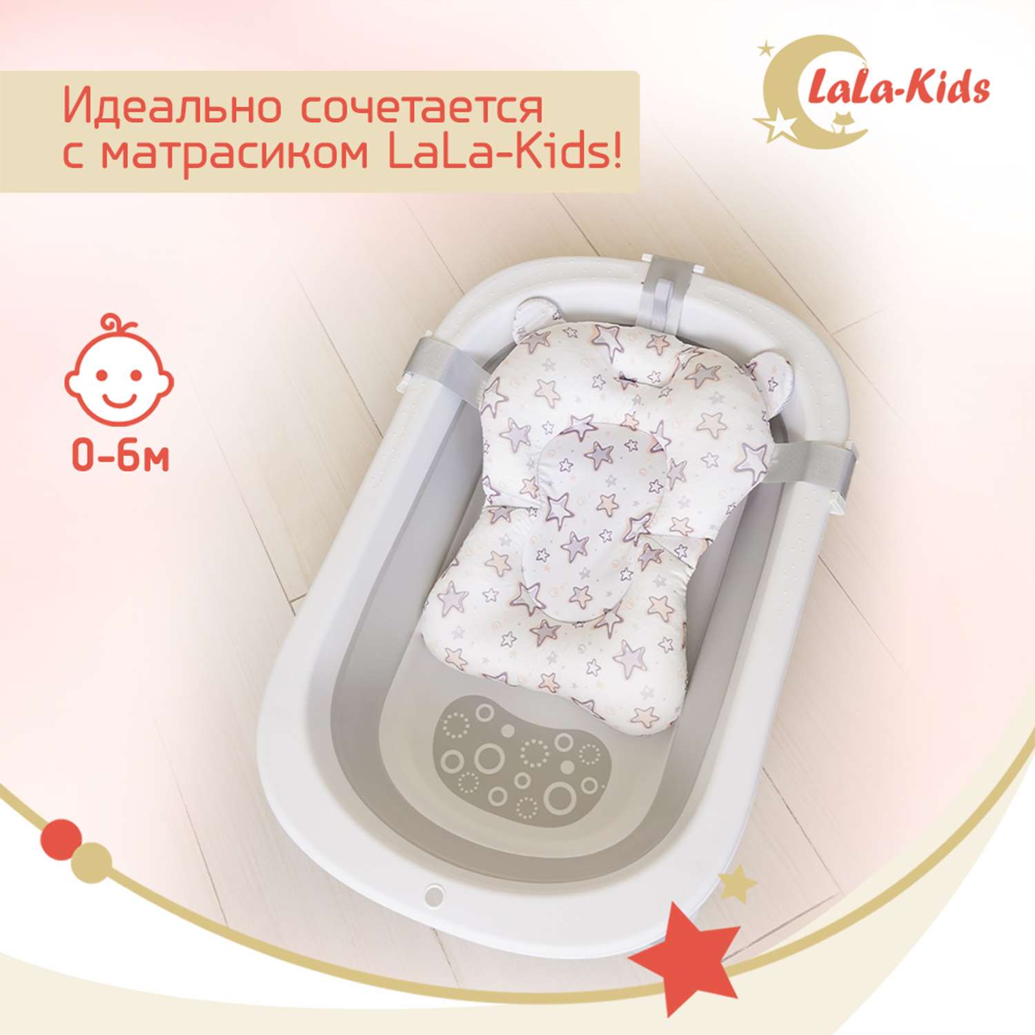 Ванна складная с термометром LaLa-Kids для купания новорожденных - фото 11